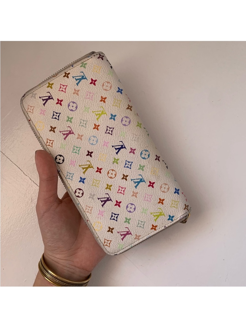 Louis Vuitton Multicolor Monogram Zip Wallet - White Canvas with Rainbow Logos